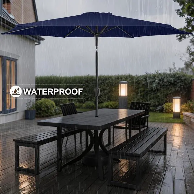 Alt view image 2 of 7 - FLAME&SHADE Patio Umbrella Outdoor with Push Button Tilt, 10 ft Navy Blue | UV Protection, Waterproof, Large Porch Deck Umbrella for Pool, Table, Garden, Backyard, Provides Shade