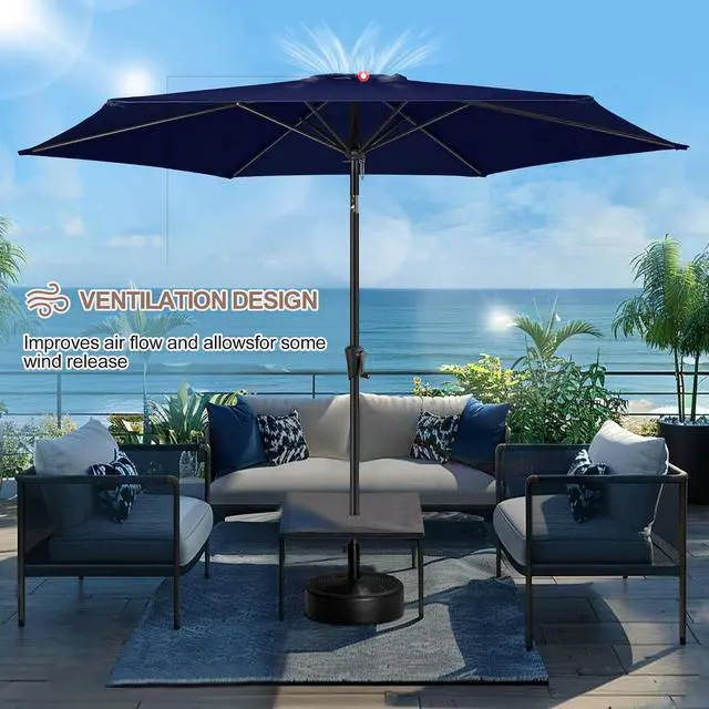 Alt view image 7 of 7 - FLAME&SHADE Patio Umbrella Outdoor with Push Button Tilt, 10 ft Navy Blue | UV Protection, Waterproof, Large Porch Deck Umbrella for Pool, Table, Garden, Backyard, Provides Shade