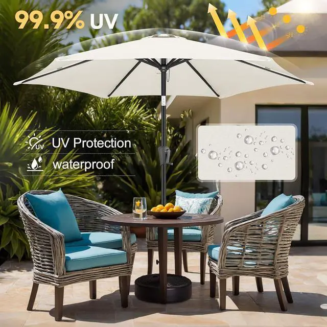 Alt view image 7 of 7 - FLAME&SHADE 7.5ft Patio Umbrella with Cover Set, Outdoor Umbrella with 6 Heavy-duty Ribs, Patio Umbrella Cover for 7.5 ft 9 ft 10 ft 11 ft (Beige)