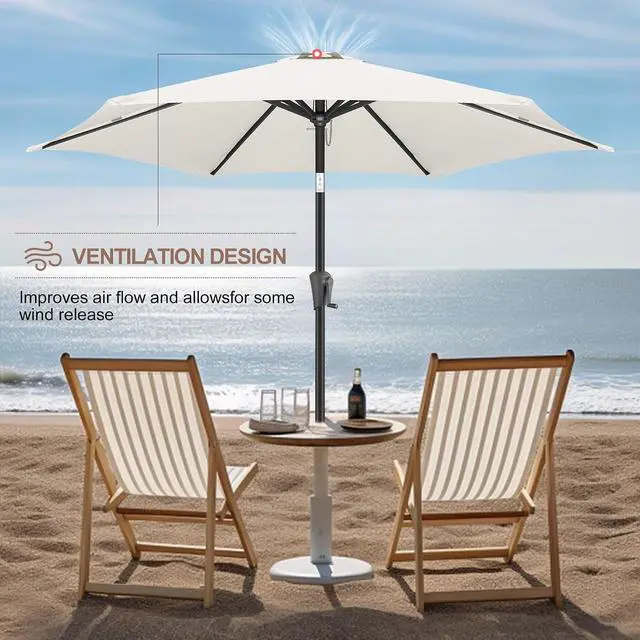 Alt view image 6 of 7 - FLAME&SHADE Patio Umbrella Outdoor with Push Button Tilt, 7.5 ft Ivory | UV Protection, Waterproof, Small Porch Deck Umbrella for Pool, Table, Garden, Backyard, Provides Shade
