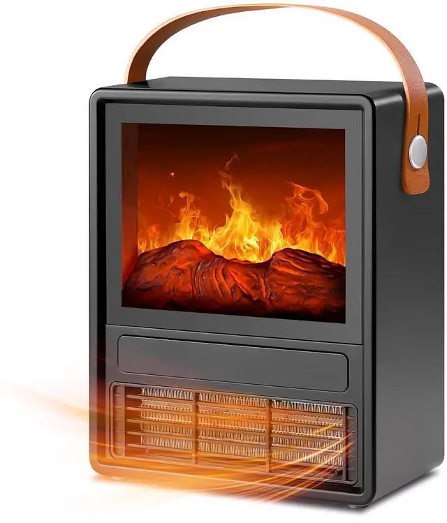 Main image of FLAME&SHADE Portable Electric Fireplace Heater for Indoor Use, Fire Place Heaters with 3D LED Flame Overheat & Tilt Protection, Space Heater Small Fireplace for Home Office Christmas Decoration, Black
