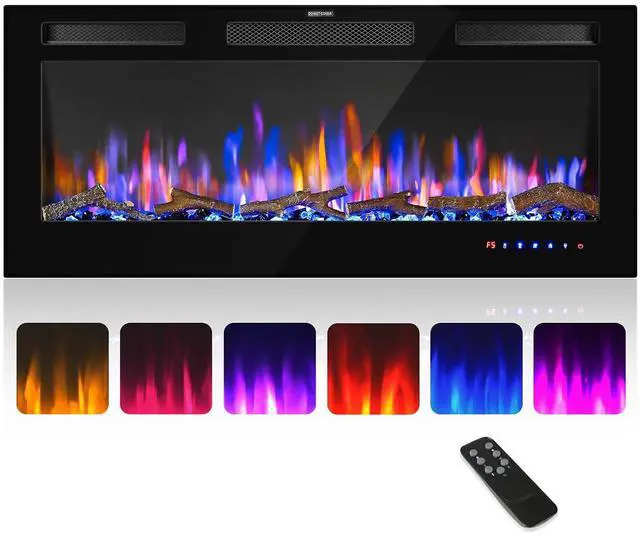Main image of 42" Electric Fireplace Inserts - Recessed Fire Place and Wall Fireplace Heater, Indoor Wall Mounted Faux Floating Fireplace with Remote Control, Adjustable Flame Color and Brightness, 750 | 1500W