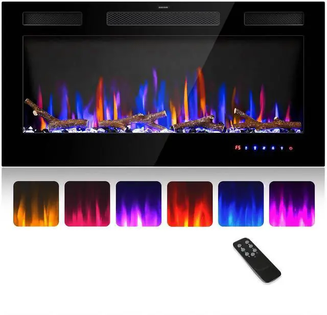 Main image of 36" Electric Fireplace Inserts - Recessed Fire Place and Wall Fireplace Heater, Indoor Wall Mounted Faux Floating Fireplace with Remote Control, Adjustable Flame Color and Brightness, 750 | 1500W