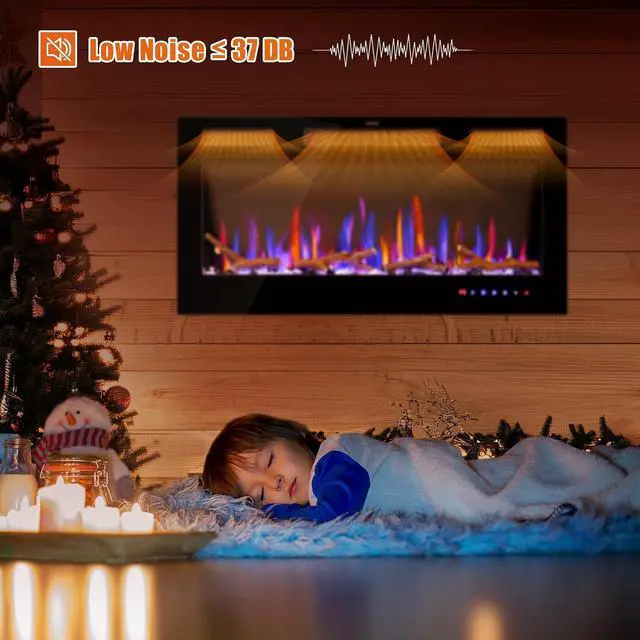 Alt view image 5 of 7 - 36" Electric Fireplace Inserts - Recessed Fire Place and Wall Fireplace Heater, Indoor Wall Mounted Faux Floating Fireplace with Remote Control, Adjustable Flame Color and Brightness, 750 | 1500W