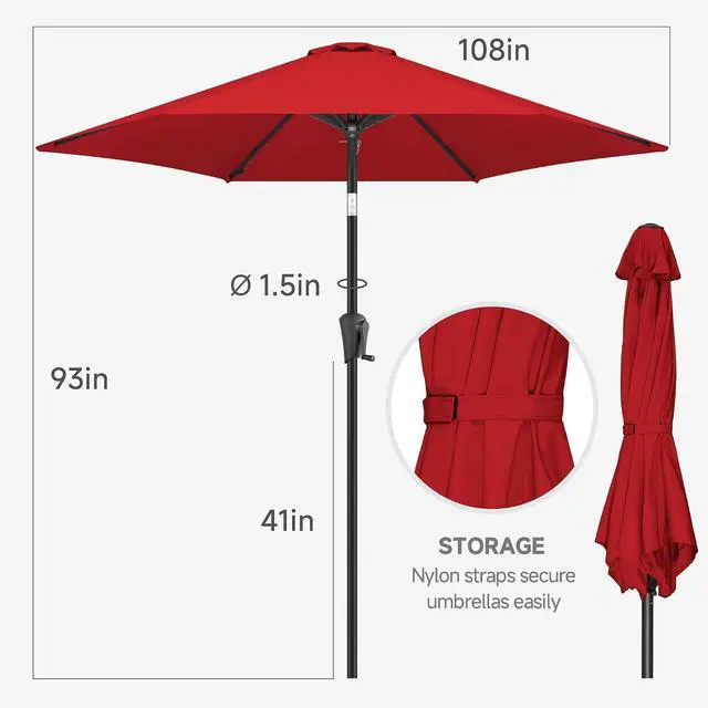 Alt view image 3 of 7 - FLAME&SHADE 9ft Patio Umbrella with Cover Set, Outdoor Umbrella with 6 Heavy-duty Ribs, Patio Umbrella Cover for 7.5 ft 9 ft 10 ft 11 ft (Black)