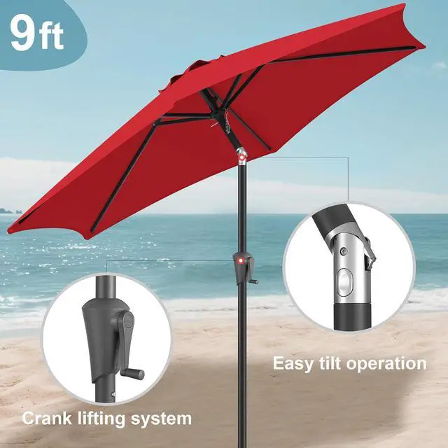 Alt view image 5 of 7 - FLAME&SHADE 9ft Patio Umbrella with Cover Set, Outdoor Umbrella with 6 Heavy-duty Ribs, Patio Umbrella Cover for 7.5 ft 9 ft 10 ft 11 ft (Black)