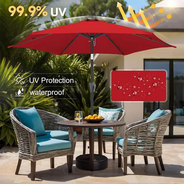 Alt view image 7 of 7 - FLAME&SHADE 9ft Patio Umbrella with Cover Set, Outdoor Umbrella with 6 Heavy-duty Ribs, Patio Umbrella Cover for 7.5 ft 9 ft 10 ft 11 ft (Black)