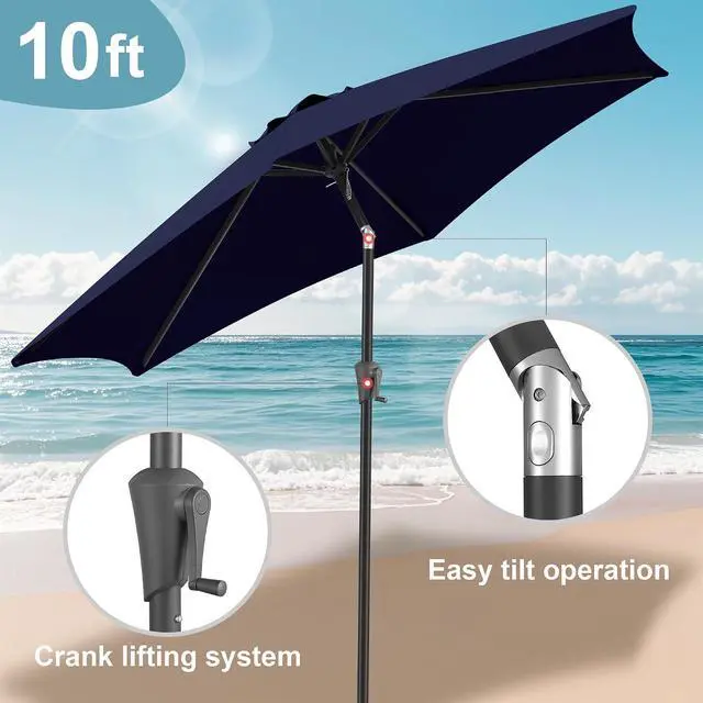 Alt view image 5 of 7 - FLAME&SHADE 10ft Patio Umbrella with Cover Set, Outdoor Umbrella with 6 Heavy-duty Ribs, Patio Umbrella Cover for 7.5 ft 9 ft 10 ft 11 ft (Black)