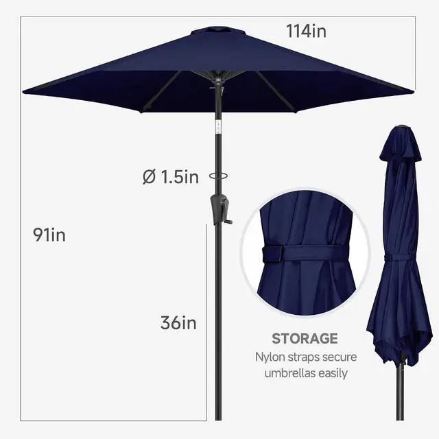 Alt view image 3 of 7 - FLAME&SHADE 10ft Patio Umbrella with Cover Set, Outdoor Umbrella with 6 Heavy-duty Ribs, Patio Umbrella Cover for 7.5 ft 9 ft 10 ft 11 ft (Black)
