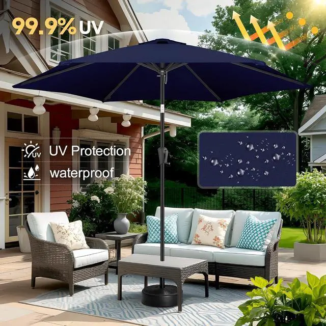 Alt view image 7 of 7 - FLAME&SHADE 10ft Patio Umbrella with Cover Set, Outdoor Umbrella with 6 Heavy-duty Ribs, Patio Umbrella Cover for 7.5 ft 9 ft 10 ft 11 ft (Black)