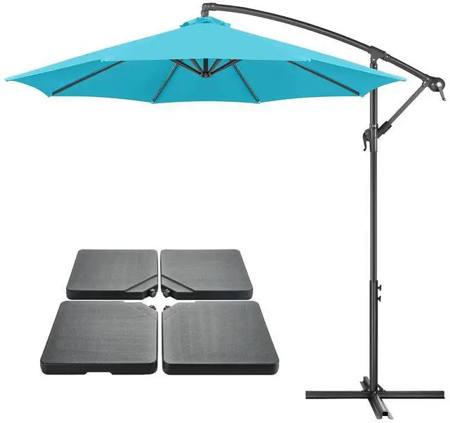 Main image of FLAME&SHADE 10ft Cantilever Patio Umbrella Outdoor with Base included, Large Offset Umbrella with Stand, UPF 50+ UV Protection Hanging Umbrella for Pool Deck Garden
