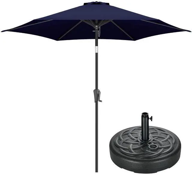 Main image of FLAME&SHADE 10ft Patio Umbrella with Base included, Outdoor Umbrella with stand, 6 Sturdy Ribs, Tilt and Crank, Table Market Umbrella for Pool, PorchGarden, Deck, Backyard