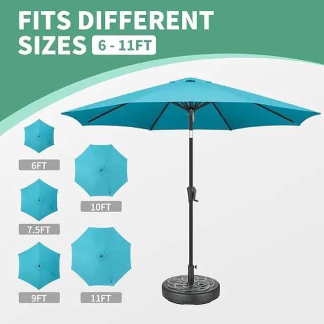 Alt view image 6 of 7 - FLAME&SHADE 9ft Patio Umbrella with Base included, 2 Tiers Outdoor Umbrella with stand for UV Protection, Table Market Umbrella for Garden, Deck, Backyard, Pool and Beach