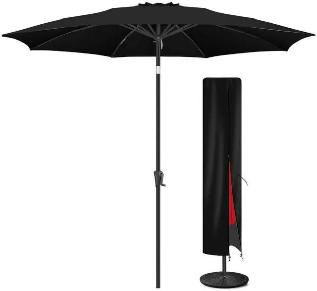 Main image of FLAME&SHADE 11ft Patio Umbrella with Cover Set, Outdoor Umbrella with 8 Heavy-duty Ribs, Patio Umbrella Cover for 7.5 ft 9 ft 10 ft 11 ft (Black)