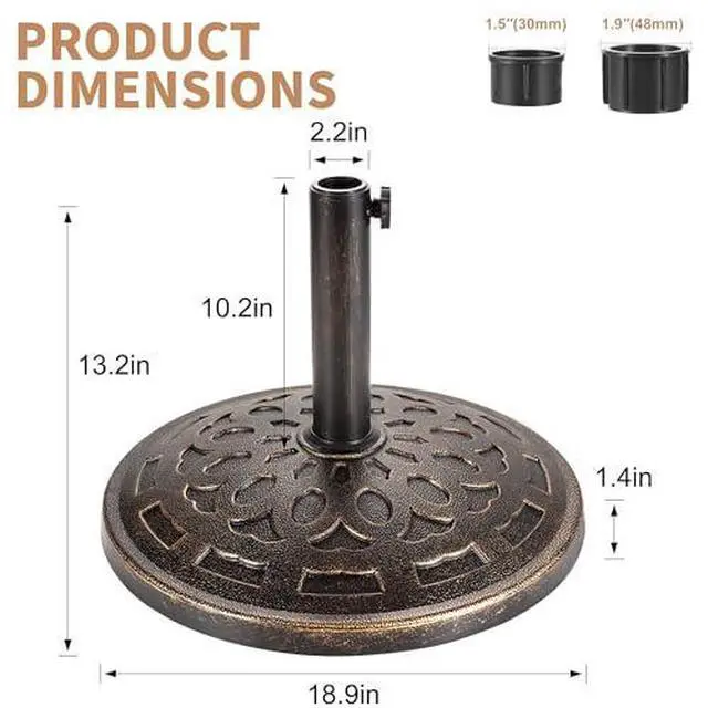 Alt view image 5 of 7 - FLAME&SHADE 10ft Patio Umbrella with Base included, Outdoor Umbrella with stand for UV Protection, Table Market Umbrella for Garden, Deck, Backyard, Pool and Beach