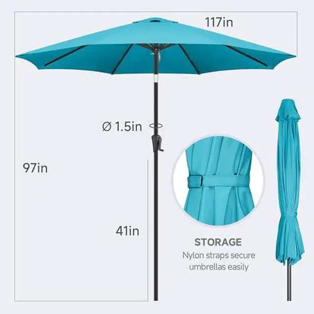 Alt view image 6 of 7 - FLAME&SHADE 10ft Patio Umbrella with Base included, Outdoor Umbrella with stand for UV Protection, Table Market Umbrella for Garden, Deck, Backyard, Pool and Beach