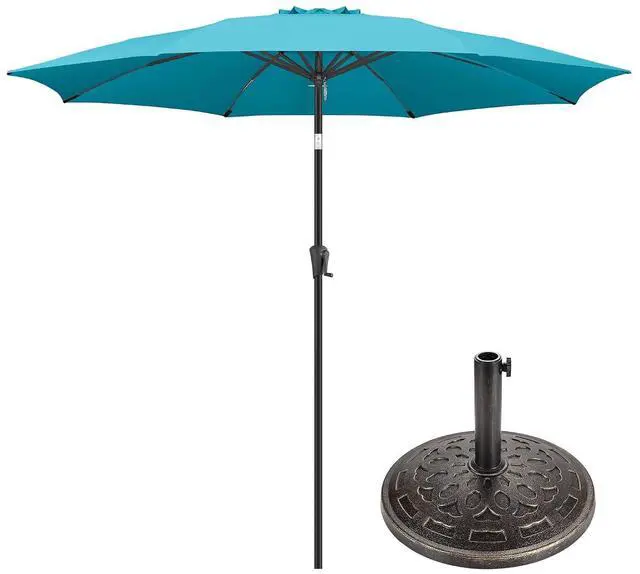 Main image of FLAME&SHADE 10ft Patio Umbrella with Base included, Outdoor Umbrella with stand for UV Protection, Table Market Umbrella for Garden, Deck, Backyard, Pool and Beach