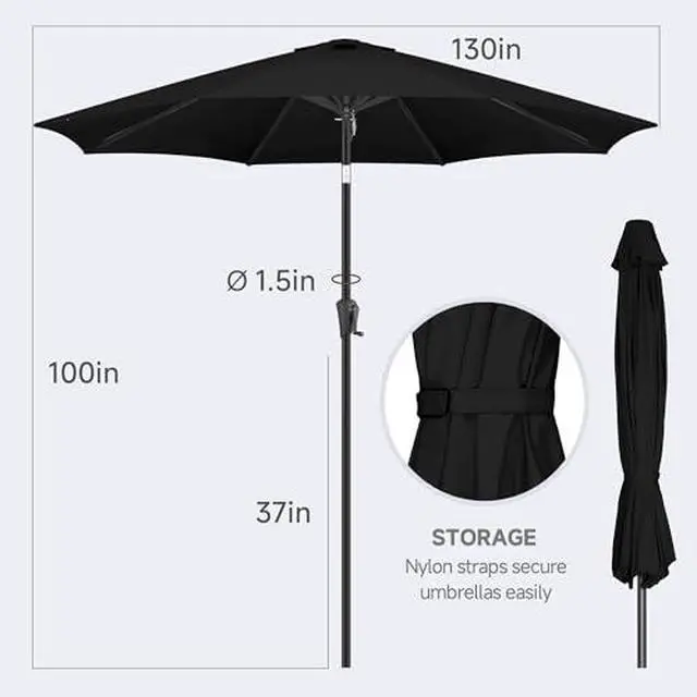 Alt view image 6 of 7 - FLAME&SHADE 11ft Patio Umbrella with Base included, Outdoor Umbrella with stand for UV Protection, Table Market Umbrella for Garden, Deck, Backyard, Pool and Beach