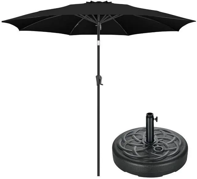 Main image of FLAME&SHADE 11ft Patio Umbrella with Base included, Outdoor Umbrella with stand for UV Protection, Table Market Umbrella for Garden, Deck, Backyard, Pool and Beach