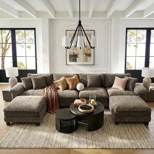 Main image of HERA'S HOUSE 158" Oversized Modular Sectional U Shaped Sofa,Chenille Ash | 6-Seater Living Room Couches, Wider Armrest and Deep Seat, Comfy Cloud Couch with Ottoman, Light Gray