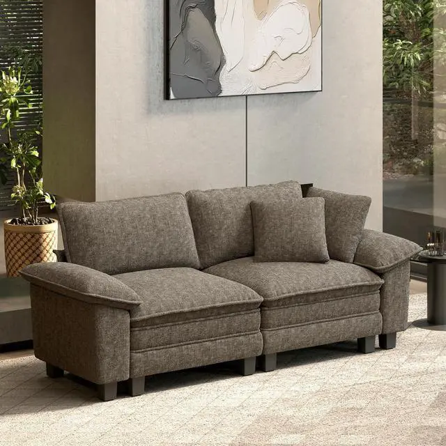 Main image of HERA'S HOUSE 88" Oversized Modular Sectional Loveseat Sofa,Chenille Ash | Loveseat Living Room Couches, Wider Armrest and Deep Seat, Comfy Cloud Couch with Ottoman, Light Gray