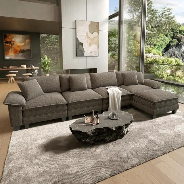 Main image of HERA'S HOUSE 158" Oversized Modular Sectional L Shaped Sofa,Chenille Ash | 5-Seater Living Room Couches, Wider Armrest and Deep Seat, Comfy Cloud Couch with Ottoman, Light Gray