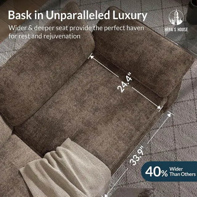 Alt view image 4 of 7 - HERA'S HOUSE 158" Oversized Modular Sectional Straight Sofa,Chenille Taupe | 4-Seater Living Room Couches, Wider Armrest and Deep Seat, Comfy Cloud Couch with Ottoman, Grayish Brown