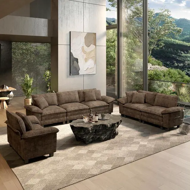 Main image of HERA'S HOUSE Modular Sectional Sofa Sets, Chenille Taupe