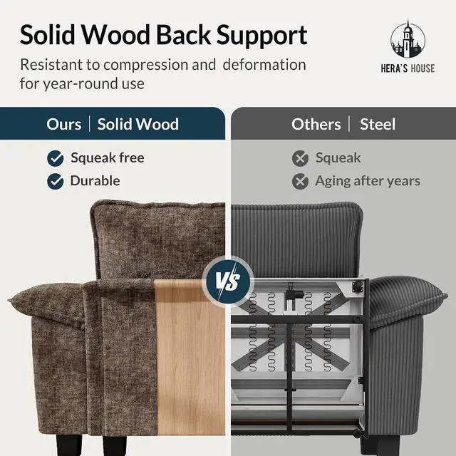 Alt view image 6 of 7 - HERA'S HOUSE 2 Pieces Modular Loveseat Couch & 3-Seat Sectional Sofa Set | Modern 5-Seater Cloud Sofa Set , Grayish Brown, Wider Armrest, Deep Seat, Soft Chenille Furniture Set for Living Room