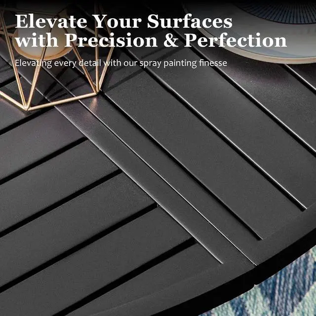Alt view image 7 of 7 - HERA'S HOUSE Patio Round Table w/Umbrella Hole, Metal Table for 6, Black | 54" wrought iron dining table. Slatted top design, weather resistant. Perfect for outdoor deck, porch, backyard.