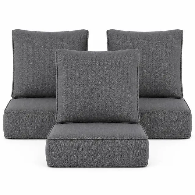 Main image of Outdoor Chair Cushion Set of 3, 24x24 Deep Seat Patio Cushions for Outdoor Furniture, Replacement Seat and Back Cushion Set with 5.75" Thick High-Density Foam, Waterproof Oil Stain Resistant Fabric