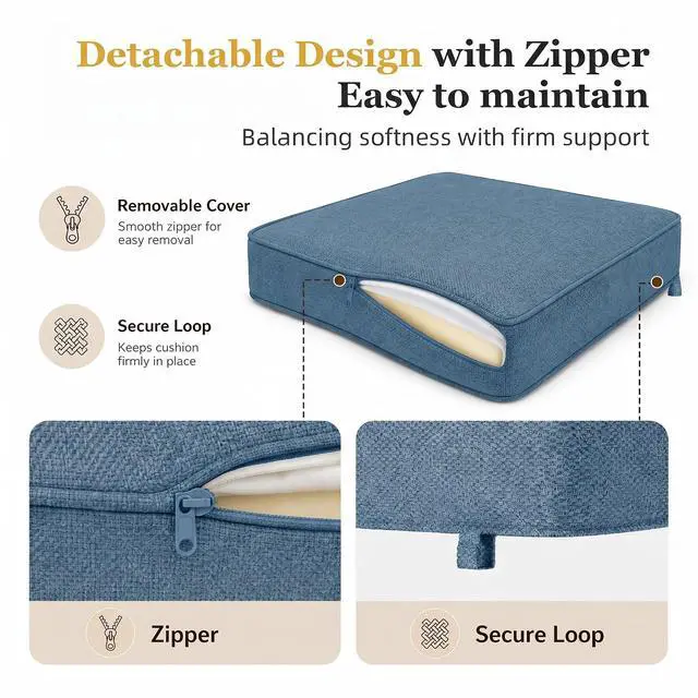 Alt view image 3 of 7 - Outdoor Chair Cushion Set of 2, 24x24 Deep Seat Patio Cushions for Outdoor Furniture, Replacement Seat and Back Cushion Set with 5.75" Thick High-Density Foam, Waterproof Oil Stain Resistant Fabric