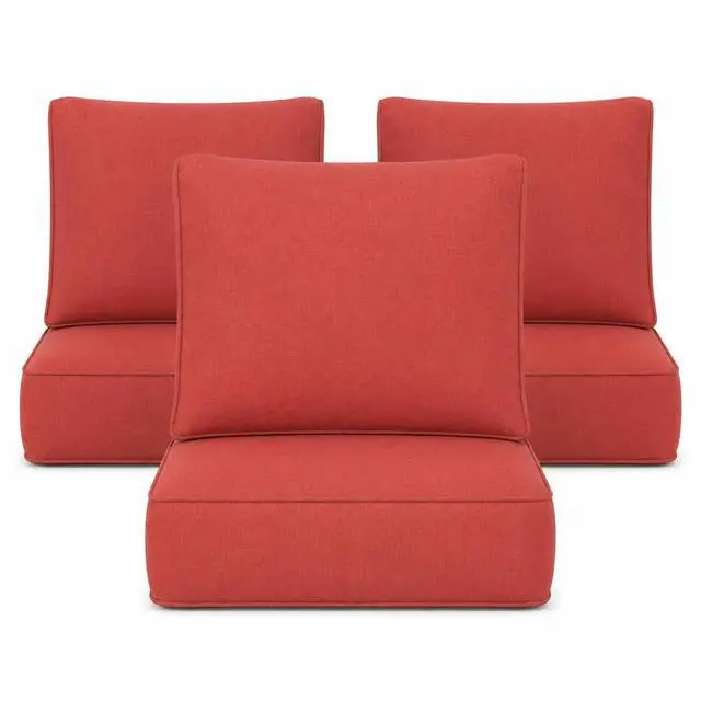 Main image of HERA'S HOUSE Outdoor Cushion Set of 3, 24x24 Patio Replacement Cushions | CUSHION PRO Technology patented waterproof, oil & stain resistant fabric with 5.75" thick high-density foam, deep seating