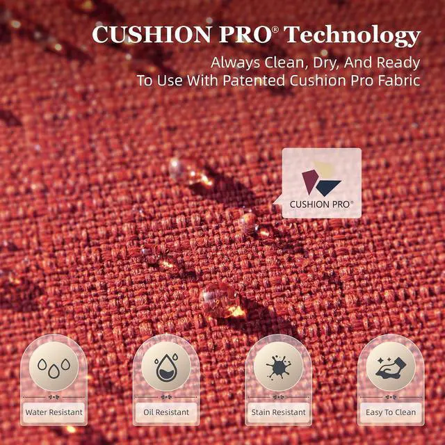 Alt view image 3 of 7 - HERA'S HOUSE Outdoor Cushion Set of 3, 24x24 Patio Replacement Cushions | CUSHION PRO Technology patented waterproof, oil & stain resistant fabric with 5.75" thick high-density foam, deep seating