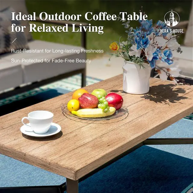 Alt view image 6 of 7 - HERA'S HOUSE Rattan Patio Conversation Set, 5-Seat, Swivel Chairs, | 1 3-Seat Sofa, Coffee Table, High Back, All-Weather, Beige