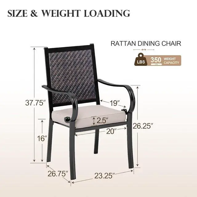 Alt view image 2 of 7 - HERA'S HOUSE Patio Dining Chairs Set of 4, Outdoor Wicker Dining Chairs with Padded Removable Cushion, Rattan Chairs for Poolside Lawn Garden Backyard
