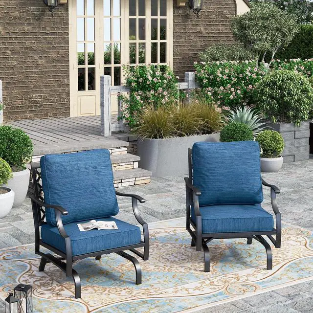 Main image of HERA'S HOUSE, 2 Pack, Patio Rocking Chairs, Alloy Steel, Pacific Blue | 5.75" Thick Cushions, All Weather, 350 lb Capacity, Waterproof Cushion Covers, E-Coated and Powder-Coated Frame