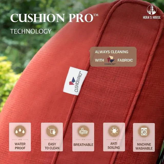 Alt view image 3 of 7 - HERA'S HOUSE Outdoor Chairs Set of 2, 2 x Patio Chair with Red Cushions | 2 Seats Size, Alloy Steel Material, Red Rocking Chair Color, CUSHIONED CHAIRS FOR UNPARALLELED COMFORT5
