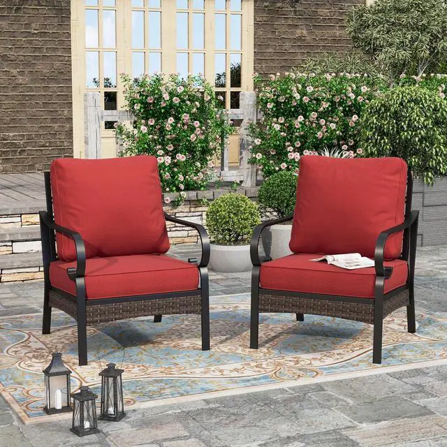 Main image of HERA'S HOUSE 2-Piece Metal Patio Conversation Set, Black | High Back, All-Weather, For Garden, Deck, Backyard