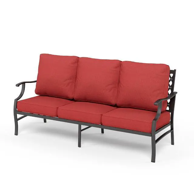 Main image of HERA'S HOUSE, 3-Seat Outdoor Patio Sofa, Metal Frame, Red | Deep Seating, All-Weather, E-Coated and Powder-Coated Frame, 900 lb Capacity