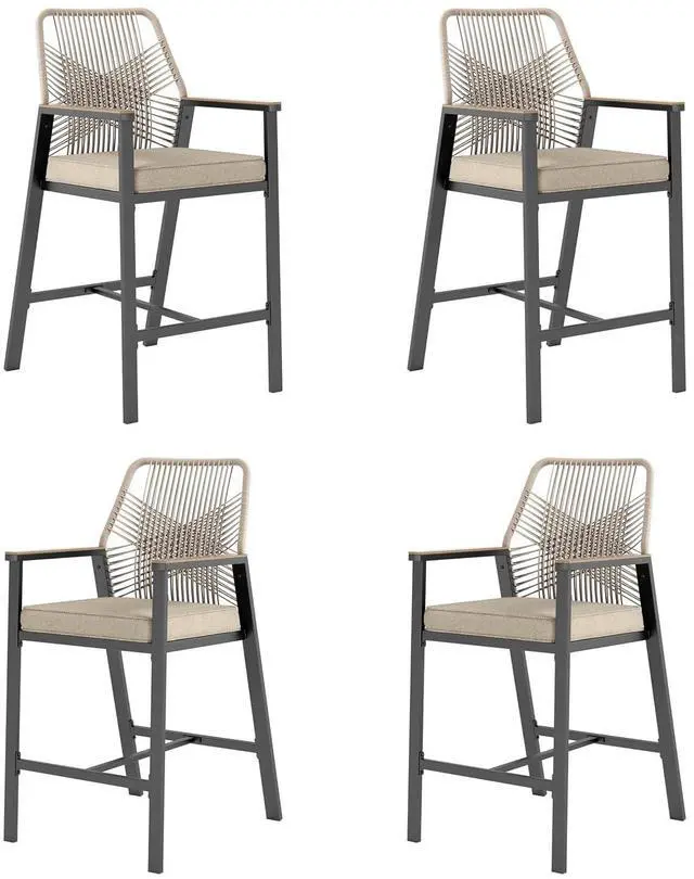 Main image of HERA'S HOUSE Outdoor Bar Stools Set of 4, High Top Patio Chairs with All Weather Cushion Pro Fabric, Bistro Set for Backyard, Lawn Garden, Balcony,Poolside