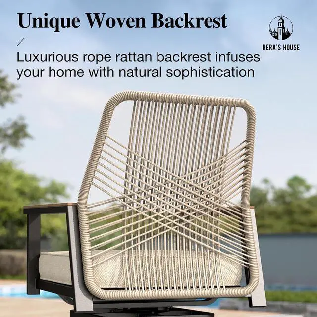 Alt view image 4 of 7 - HERA'S HOUSE Outdoor Swivel Bar Stools Set of 6, High Top Patio Chairs with All Weather Fabric, Bistro Set for Yard Lawn Garden Balcony Poolside