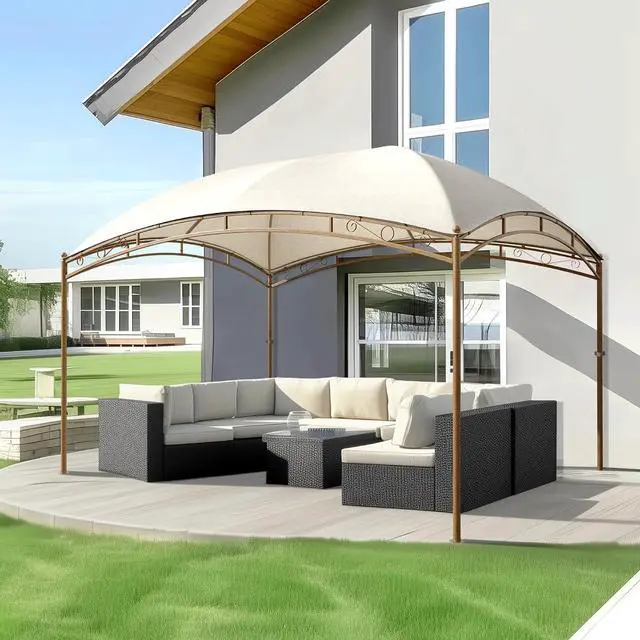 Main image of 10x13ft Outdoor Pergola, Gazebo for Patios - Heavy Duty Outdoor Wall-Mounted Awnings, Waterproof Canopy Tent Shelter for Deck Backyard Garden, Beige