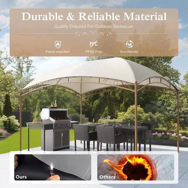 Alt view image 3 of 7 - 10x13ft Outdoor Pergola, Gazebo for Patios - Heavy Duty Outdoor Wall-Mounted Awnings, Waterproof Canopy Tent Shelter for Deck Backyard Garden, Beige
