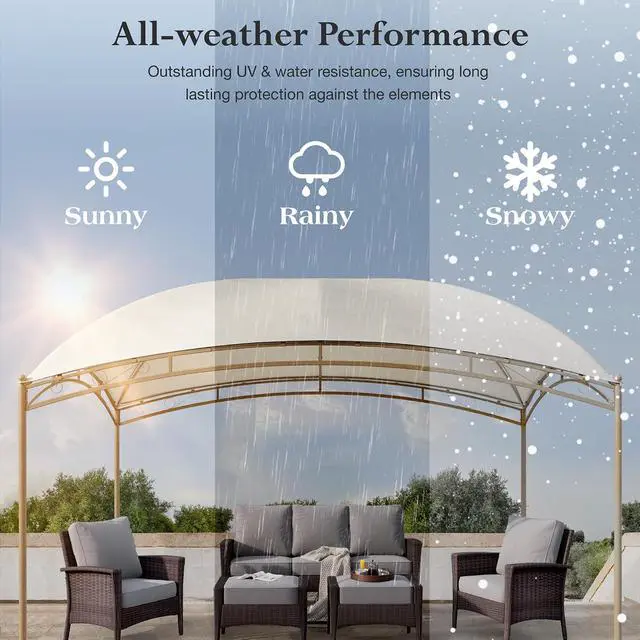 Alt view image 7 of 7 - 10x13ft Outdoor Pergola, Gazebo for Patios - Heavy Duty Outdoor Wall-Mounted Awnings, Waterproof Canopy Tent Shelter for Deck Backyard Garden, Beige