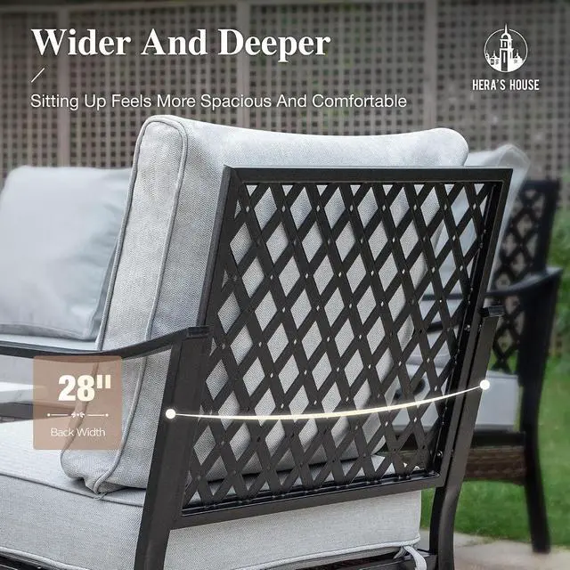 Alt view image 5 of 7 - HERA'S HOUSE, 2-Seat Outdoor Patio Sofa, Wicker, Light Grey | High Back, Deep Seating, All-Weather, Water-Resistant Cushions, E-Coated and Powder-Coated Frame, 900 lb Capacity