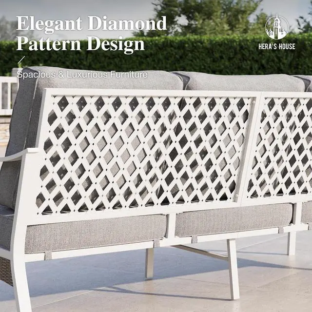 Alt view image 5 of 7 - HERA'S HOUSE, 2-Seat Outdoor Patio Sofa, Wicker, Grey | Deep Seating, All-Weather, E-Coated and Powder-Coated Frame, 900 lb Capacity