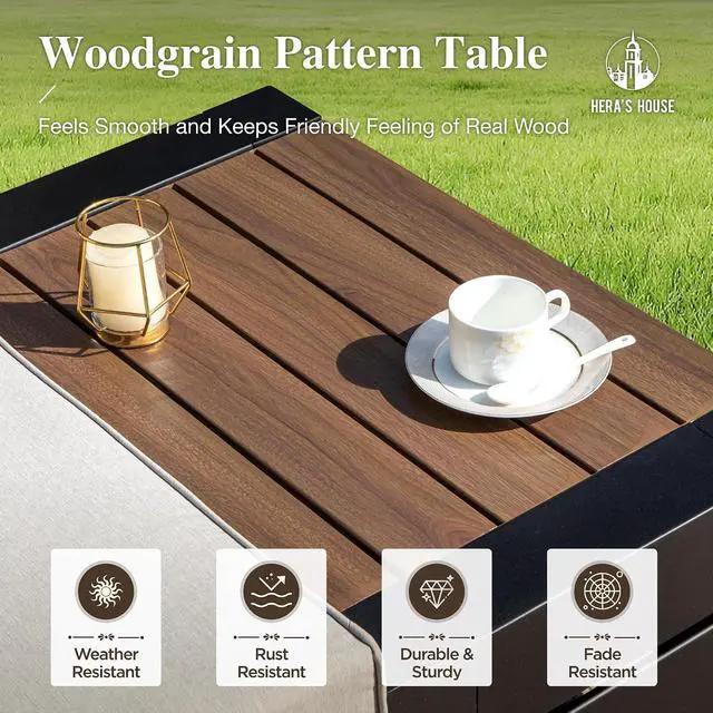 Alt view image 7 of 7 - HERA'S HOUSE 6-Piece Patio Sectional Set, Modular Design | All-Weather, Waterproof Cushions, 28-Inch Coffee Table, For Garden, Deck, Backyard