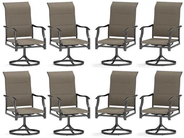 Main image of HERA'S HOUSE Patio Outdoor Swivel High-Back Rocking Chairs of 8, Outdoor Dining Chairs with All Weather Textilene Fabric,Wide Metal Armrests for Lawn, Porch or Garden