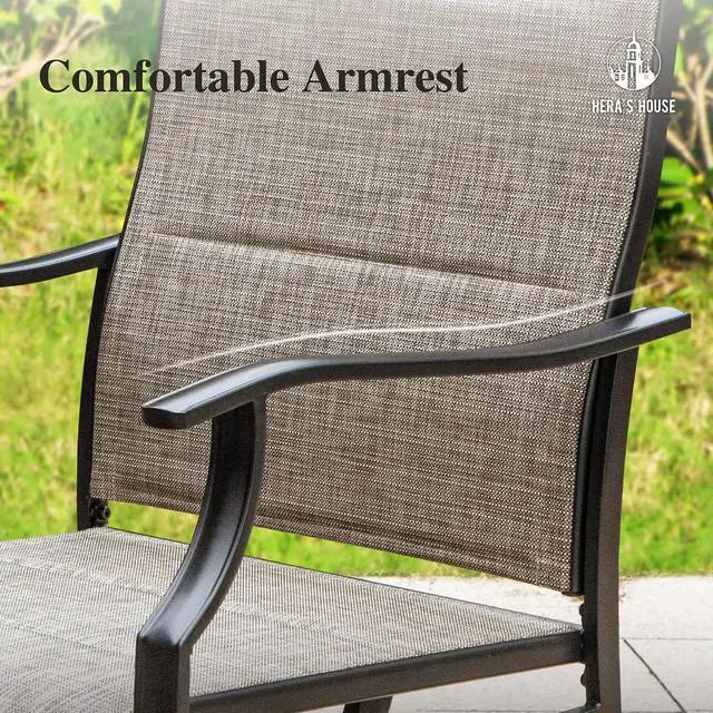 Alt view image 7 of 7 - HERA'S HOUSE Patio Outdoor Swivel High-Back Rocking Chairs of 8, Outdoor Dining Chairs with All Weather Textilene Fabric,Wide Metal Armrests for Lawn, Porch or Garden